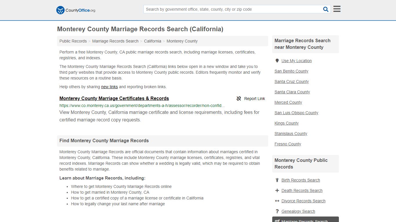 Marriage Records Search - Monterey County, CA (Marriage ...